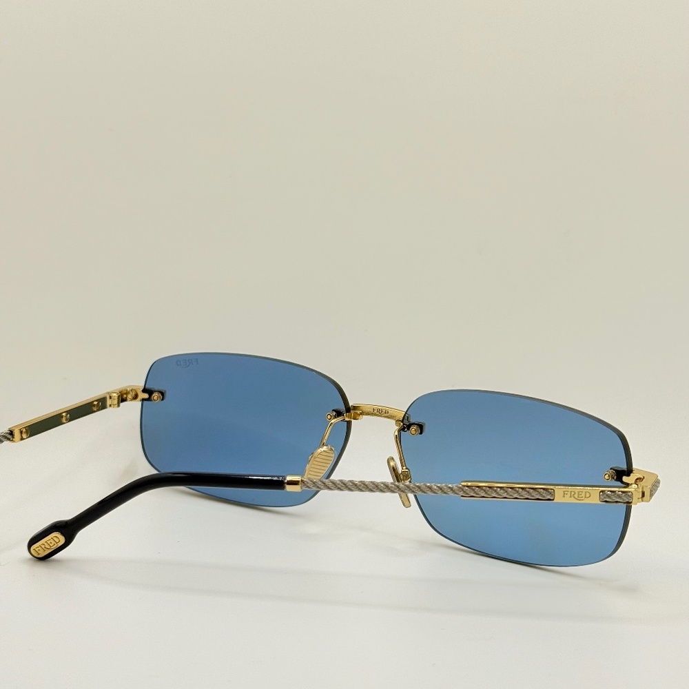 FRED FG40049U 30V Shiny Gold/Blue Sunglasses 60-14-145 NEW (Replacement Box) - Picture 12 of 16